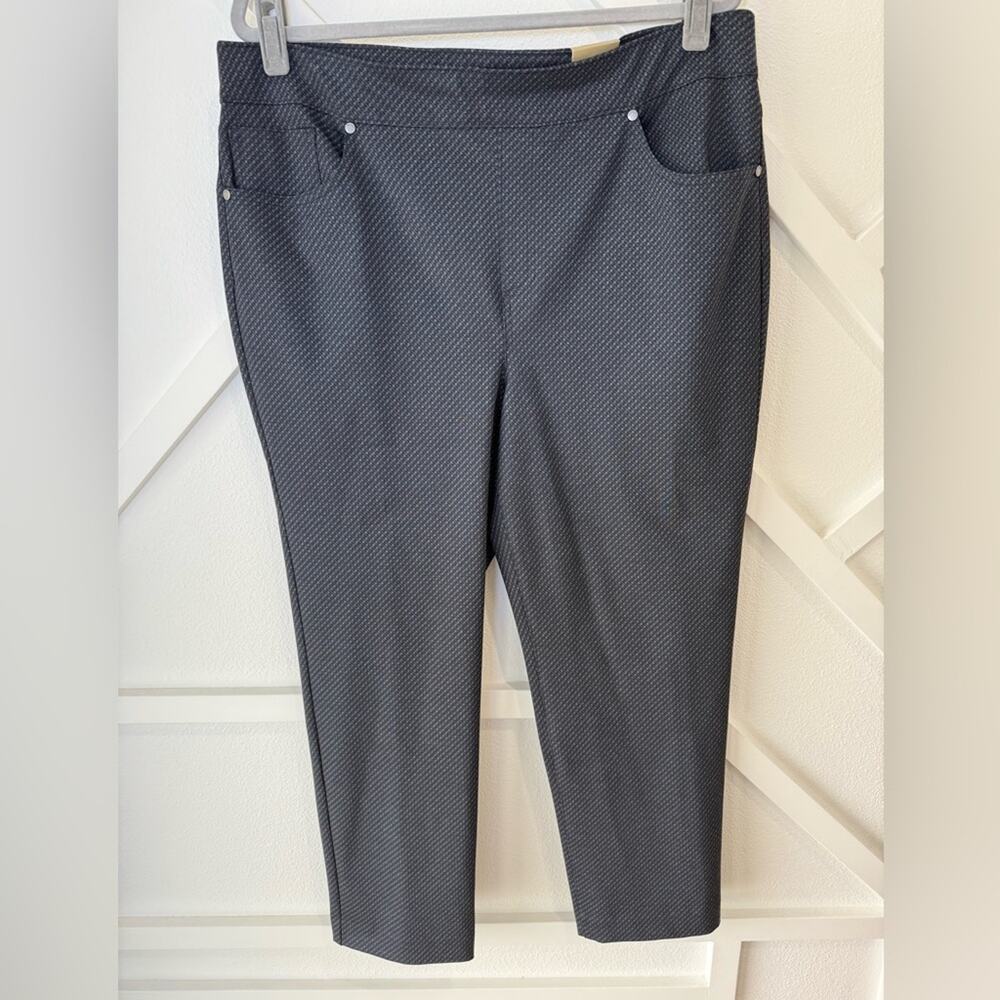 NWT Chico’s Pull On Slim Ankle Pant Soho Geo Print Black And Grey Size 3 (16)